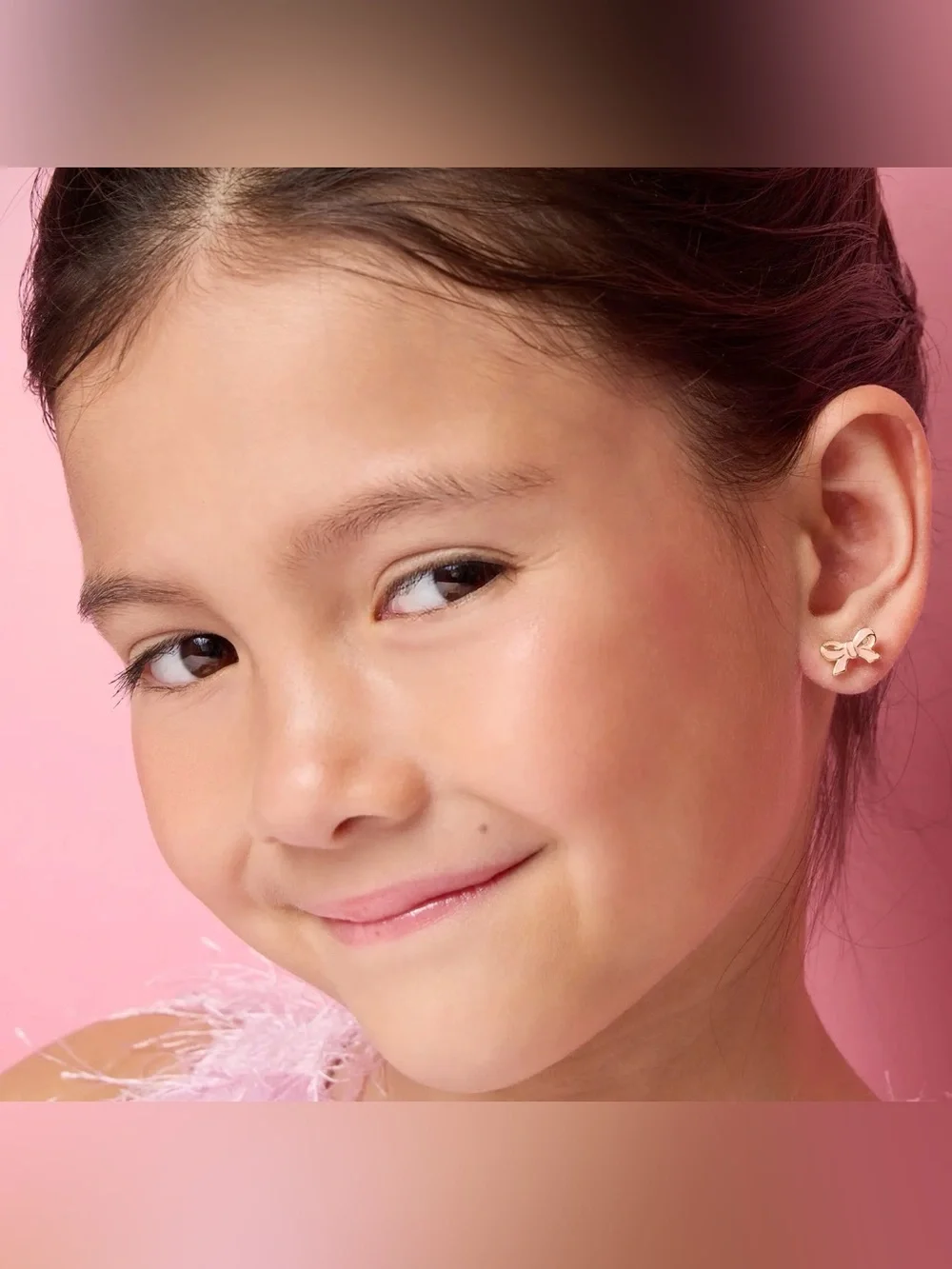 Girl Nation Pretty Pink Bow Cutie Stud Earrings Hypoallergenic Nickel Free